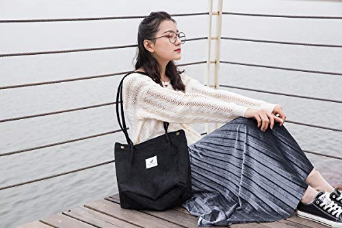 Belsmi Womens Corduroy Shoulder Tote Bag - Image 4