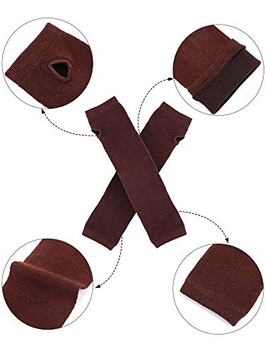 Bememo 4 Pairs Punk Gothic Long Fingerless Gloves Knitted Arm Warmer Elbow Length Gloves Thumb Hole Gloves - Image 4