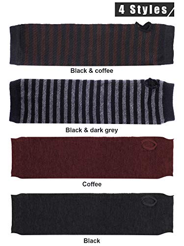 Bememo 4 Pairs Punk Gothic Long Fingerless Gloves Knitted Arm Warmer Elbow Length Gloves Thumb Hole Gloves - Image 7