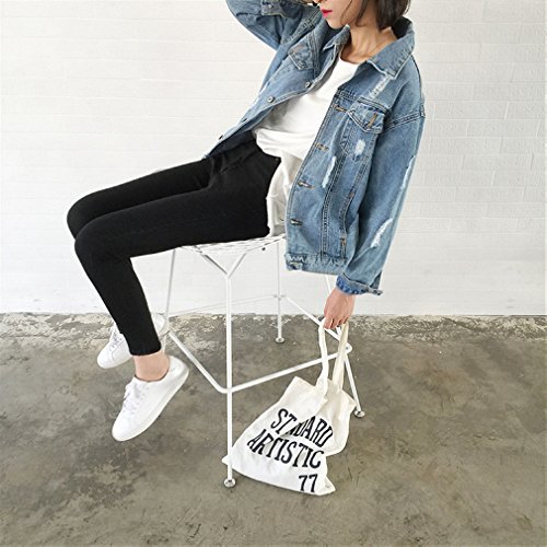 Beskie Oversized Denim Jacket for Women Destoryed Long Sleeve Boyfriend Jean Jacket Loose Coat - Image 6