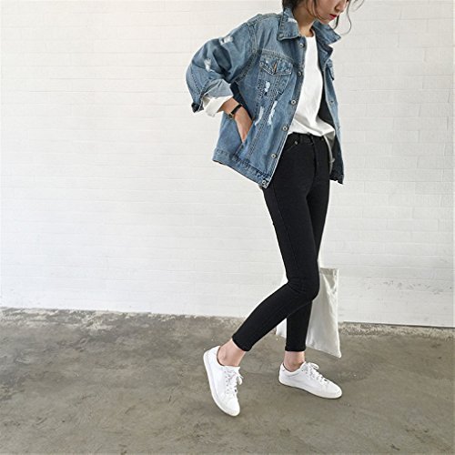 Beskie Oversized Denim Jacket for Women Destoryed Long Sleeve Boyfriend Jean Jacket Loose Coat - Image 7