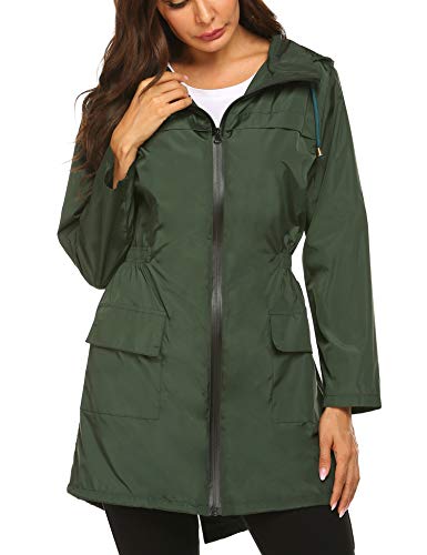 Besshopie Rain Jacket Women Lightweight Packable Waterproof Hooded Long Raincoat Outdoor S-XXL - Image 4