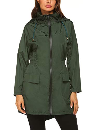 Besshopie Rain Jacket Women Lightweight Packable Waterproof Hooded Long Raincoat Outdoor S-XXL - Image 5