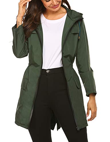 Besshopie Rain Jacket Women Lightweight Packable Waterproof Hooded Long Raincoat Outdoor S-XXL - Image 6