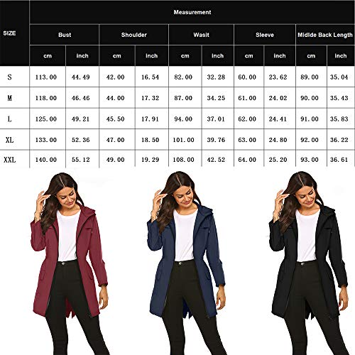 Besshopie Rain Jacket Women Lightweight Packable Waterproof Hooded Long Raincoat Outdoor S-XXL - Image 8