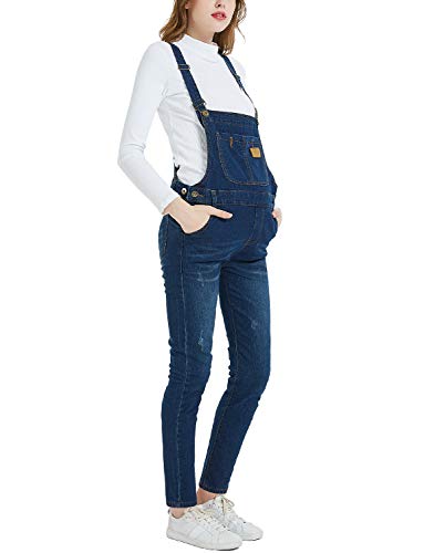 Maternity Denim Bib Overall Jeans Adjustable Strap Dungarees Denim Blue S