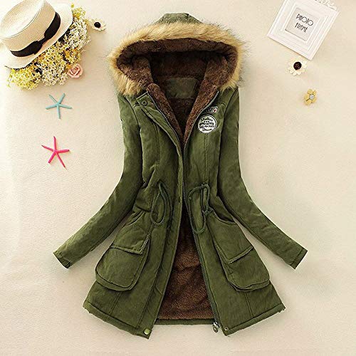 Limsea Women's Outwear Parka Coat Jacket Slim Thick Fur Collar Cotton Solid Color Hooded Warm - Image 3