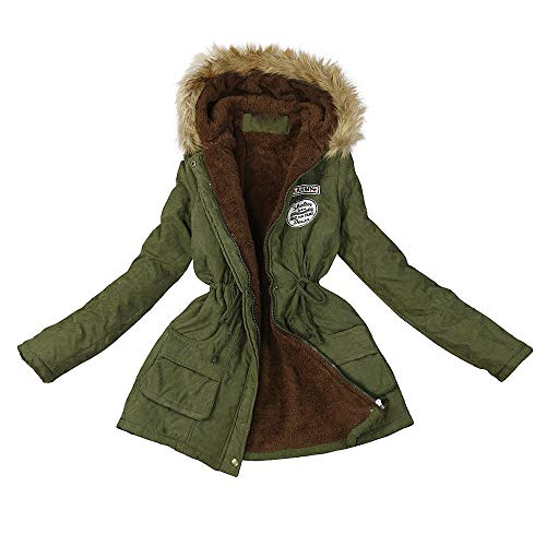Limsea Women's Outwear Parka Coat Jacket Slim Thick Fur Collar Cotton Solid Color Hooded Warm