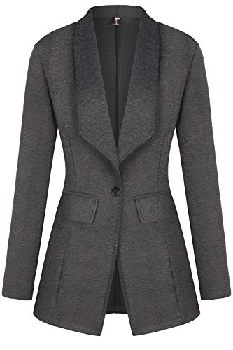 Bloggerlove Womens Petite Jacket Suit Slim Fit Cotton Work Office Blazer Pockets Professional Cardigan Grey S - Image 3