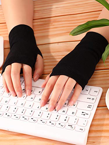 Blulu Fingerless Warm Gloves with Thumb Hole Cozy Half Fingerless Driving Gloves Knit Mittens for Men, Women - Image 3