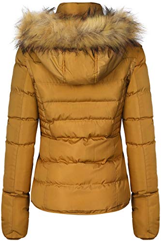 BodiLove Women's Belted Down Puffer Jacket with Faux Fur Trim Hood - Image 3