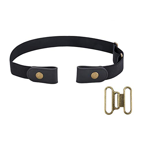 Buckle Free Elastic Belts for Women Plus Size Stretch Leather High Waist Belt for Men Jeans Pants Invisible(Black… - Image 3