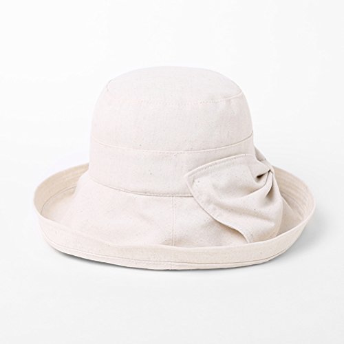 CACUSS Women's UPF 50+ Foldable Linen Hat Big Brim with Big Bowknot - Image 3