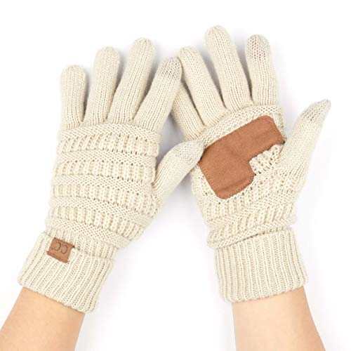 C.C Women Solid Ribbed Glove with Smart Tips (G-20)(G-33)