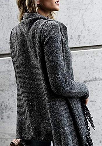 CEASIKERY Women's Tassel Hem Sweater Long Cardigan Knitwer Pullover Poncho Coat - Image 5