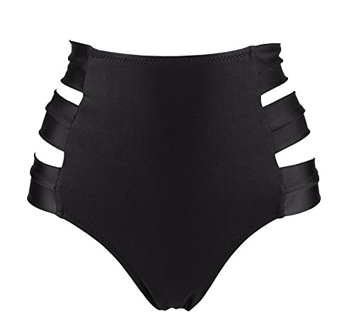 COCOSHIP Women's High Waist Side Straps Bikini Bottom Scrunch Butt Ruched Brief