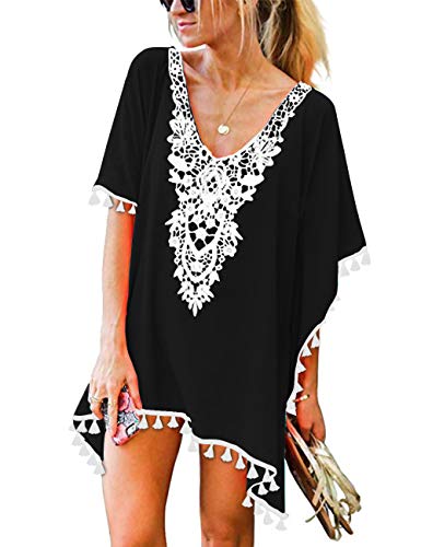 CPOKRTWSO Women’s Crochet Chiffon Tassel Swimsuit Beach Bikini Cover Ups for Swimwear - Image 2