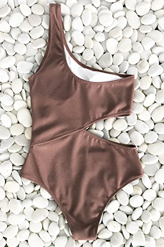 CUPSHE Women's One Piece Swimsuit One Shoulder Cut Out Ribbed Swimwear Bathing Suits - Image 4