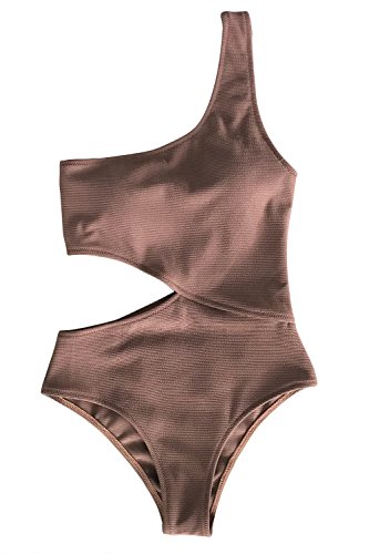 CUPSHE Women's One Piece Swimsuit One Shoulder Cut Out Ribbed Swimwear Bathing Suits