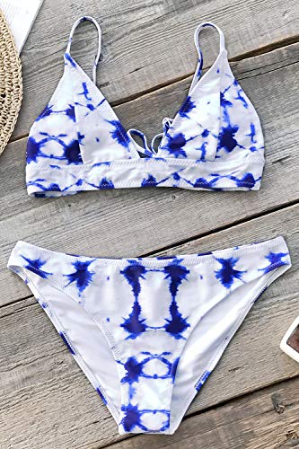 CUPSHE Women's Bikini Set Tie Dye Lace Up Back Two Piece Swimsuit - Image 3