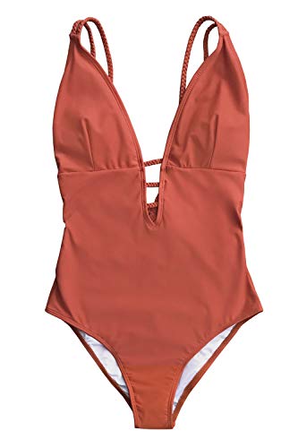CUPSHE Women's One Piece Swimsuit Tummy Control V Neck Bathing Suits