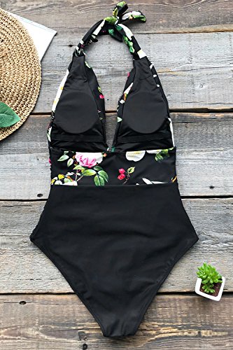 CUPSHE Women's One Piece Swimsuit Halter Plunge Neck Ruched Tummy Control Bathing Suits - Image 3