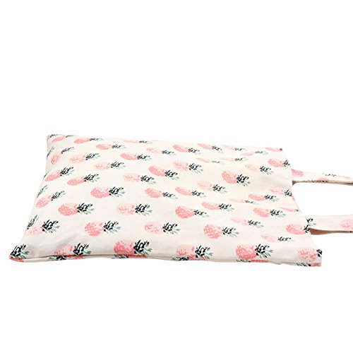 Caixia Women's Tropical Pineapple Patern Canvas Tote Shopping Bag Beige - Image 5