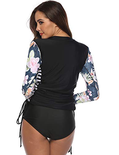 Caracilia Women's UV Sun Protection Long Sleeve Hooded Rash Guard Wetsuit Swimsuit Top - Image 8