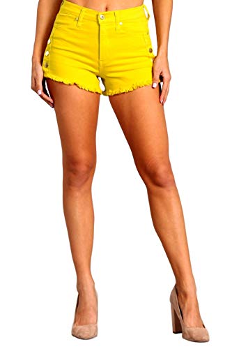 Celebrity Pink Women's High Rise Frayed Hem Snap Closure Shorts