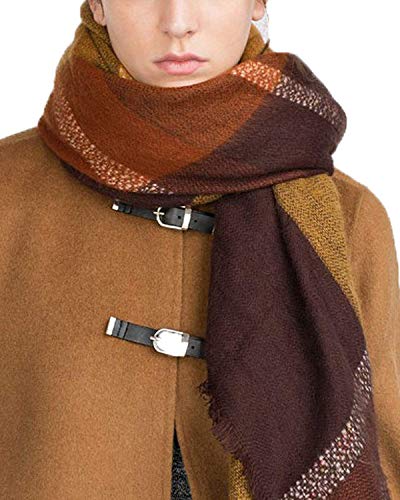 Century Star Womens Winter Scarf Fall Plaid Scarf Knit Oversized Large Triangle Scarf for Women Warm Shawl Wrap - Image 4