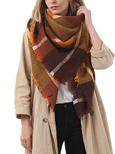 Century Star Womens Winter Scarf Fall Plaid Scarf Knit Oversized Large Triangle Scarf for Women Warm Shawl Wrap