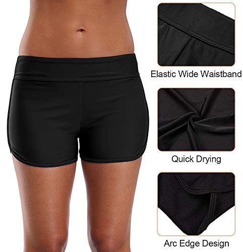 Charmo Women Tankini Bottom Elastic Swim Shorts Boardshorts Gym Swim Trunks Black - Image 3