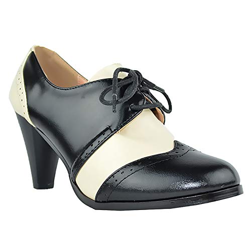Women's Two Tones Wing Tips Retro Rockability 1950s Vintage T-Strap Pinup Style Pump Flapper by Chase + Chloe - Image 3