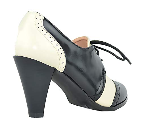 Women's Two Tones Wing Tips Retro Rockability 1950s Vintage T-Strap Pinup Style Pump Flapper by Chase + Chloe - Image 4