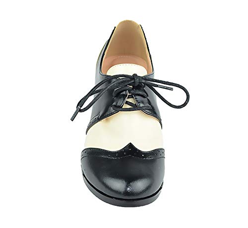 Women's Two Tones Wing Tips Retro Rockability 1950s Vintage T-Strap Pinup Style Pump Flapper by Chase + Chloe - Image 5