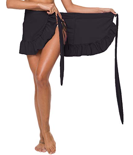 ChinFun Women's Ruffle Sarongs Beach Wrap Swimwear Bikini Tankini Cover Up Summer Swim Pleated Skirts Swimdress - Image 6