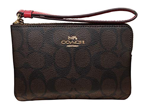 COACH Boxed Metallic Signature Corner Zip w/Stripe