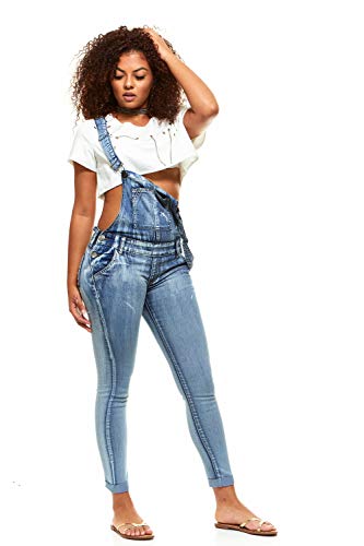 COVER GIRL womens Denim Overalls Bib Strap Button Skinny Fit