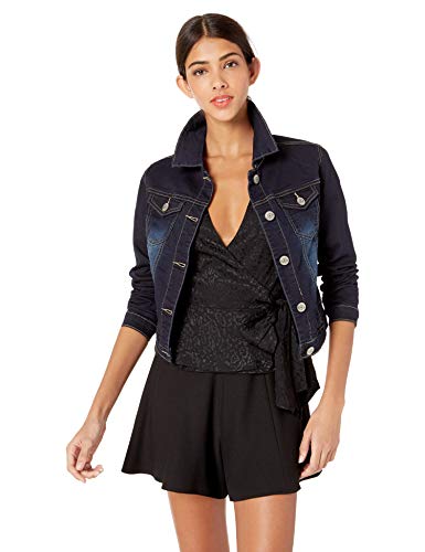 COVER GIRL Women's Jeans Denim Jacket Crop Frayed Blue Distressed Or Dark Basic