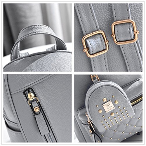 Cute Small Backpack Mini Purse Casual Daypacks Leather for Teen Girls and Women (Gray) - Image 7