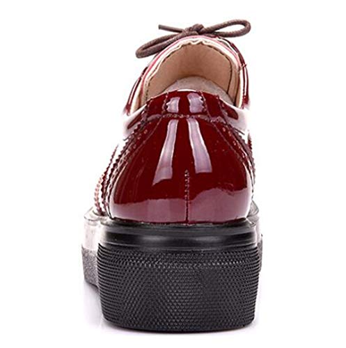 DADAWEN Women's Platform Lace-Up Comfort Wingtips Square Toe Oxford Shoes Brogues - Image 4
