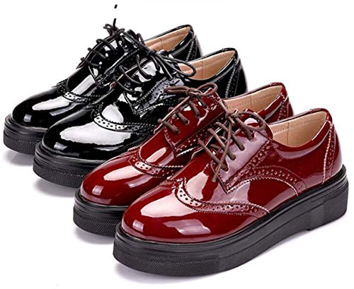 DADAWEN Women's Platform Lace-Up Comfort Wingtips Square Toe Oxford Shoes Brogues - Image 7