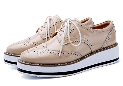 DADAWEN Women's Platform Lace-Up Wingtips Square Toe Oxfords Shoe - Image 3