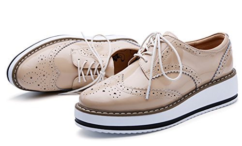 DADAWEN Women's Platform Lace-Up Wingtips Square Toe Oxfords Shoe - Image 4