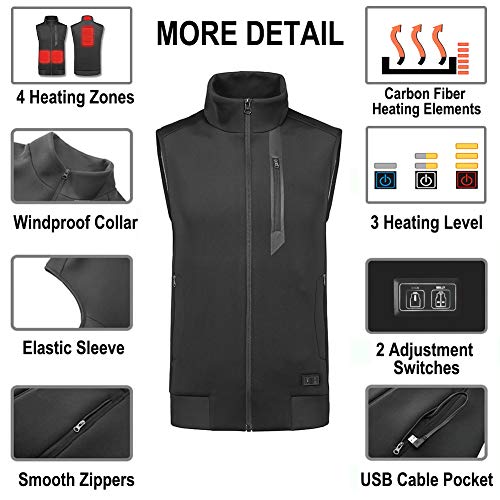 DEKINMAX Men/Women's Heated Vest Lightweight Slim Fit Insulated USB Electric Heating Winter Vest (Power Bank not… - Image 4