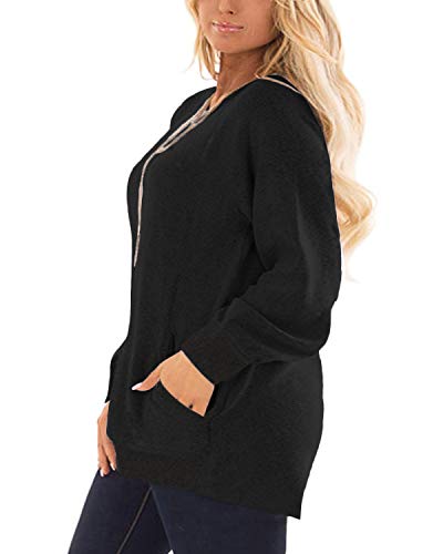 DOLNINE Women's Plus Size Sweatshirts Color Block Long Sleeve Pocket Shirts Tops - Image 3