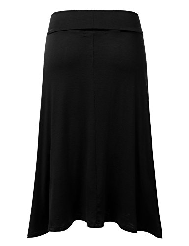 DRESSIS Women's Basic Elastic Waist Band Flared Midi Skirt - Image 3