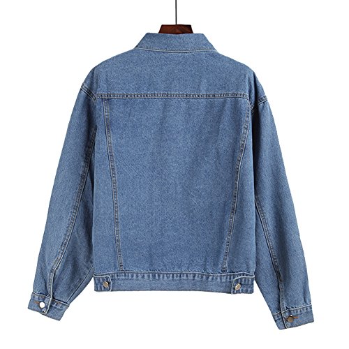 Dasior Women's Denim Jacket Long Blue Jean Jackets Button Down Casual Boyfriend Oversized Loose Coat - Image 5