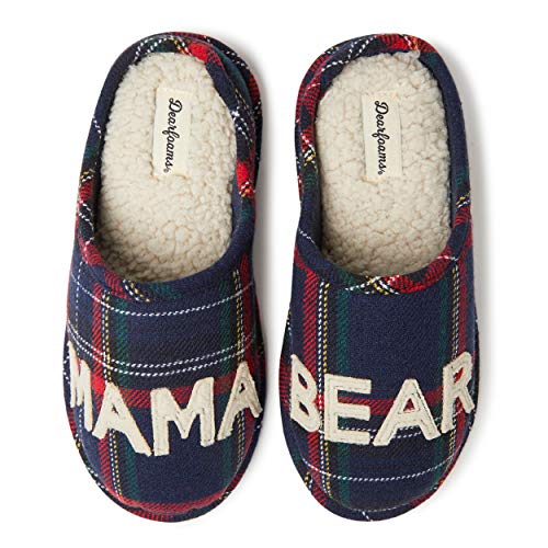 Dearfoams Women's Family Collection Mama Bear Plaid Clog Slipper