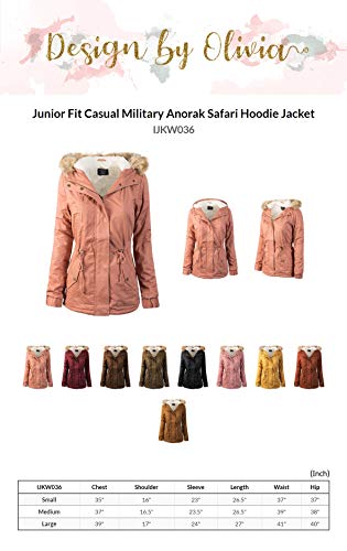 Design by Olivia Women's Junior Fit Casual Military Anorak Safari Hoodie Jacket - Image 7